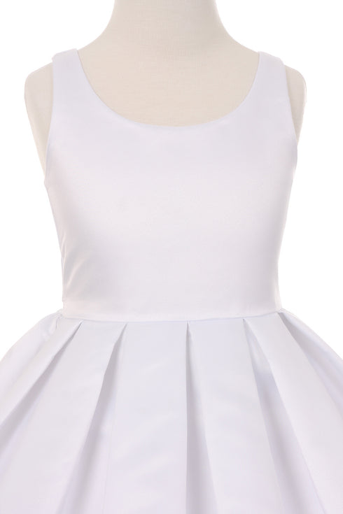 Girls White Satin Lace Trim Special Occasion Dress 2-14